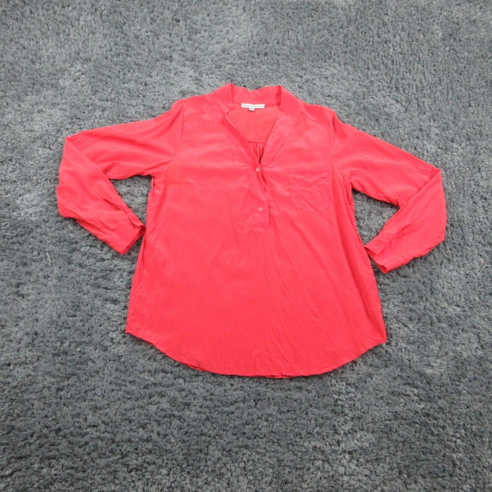 Scilla by Dora Landa Shirt Womens Medium Pink Coral Silk Long Sleeve Blouse Top